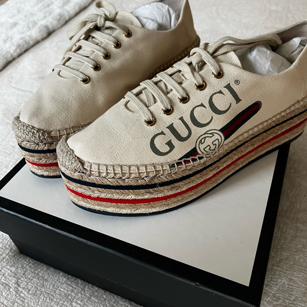 Gucci Women's Beige Espadrille Sneakers